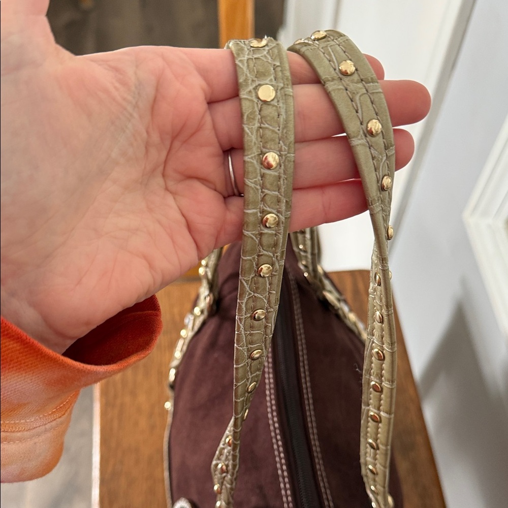Kathy Van Zeeland Brown Bronze Embellished Shoulder Tote with Charms! - Picture 11 of 15